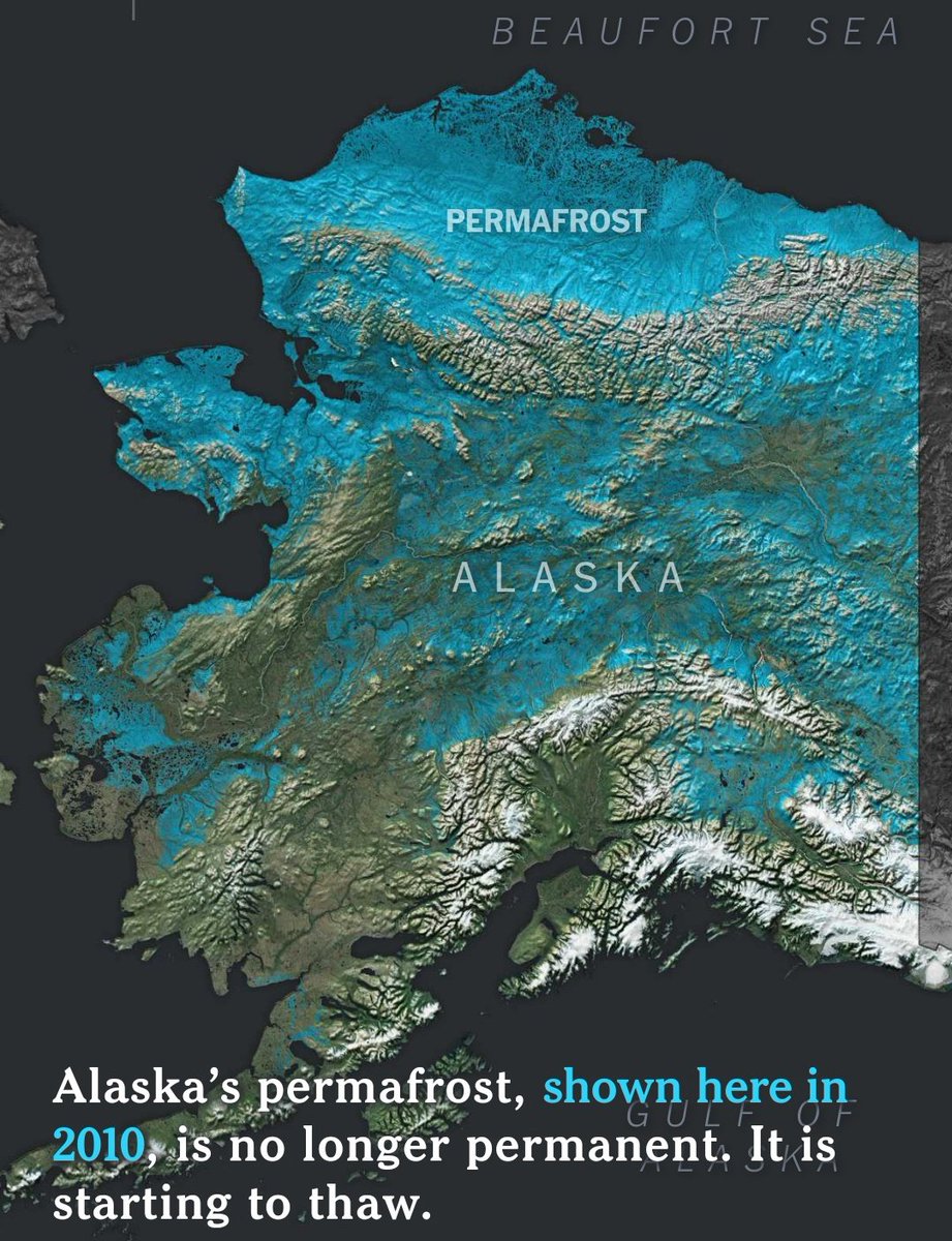 Alaska's Permafrost Is Thawing. The Permafrost traps carbon from decaying material. It could be gone by 2050 because of #GlobalWarming.  