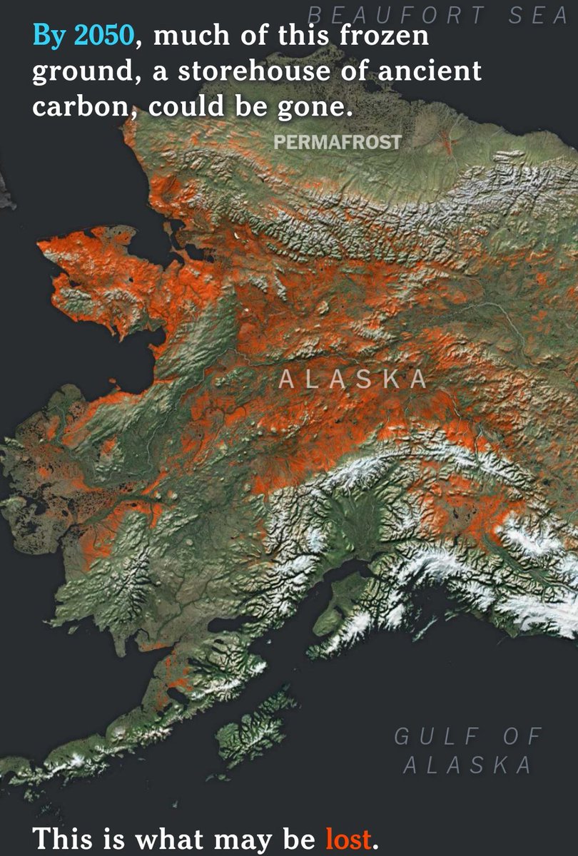 Alaska's Permafrost Is Thawing. The Permafrost traps carbon from decaying material. It could be gone by 2050 because of #GlobalWarming.  